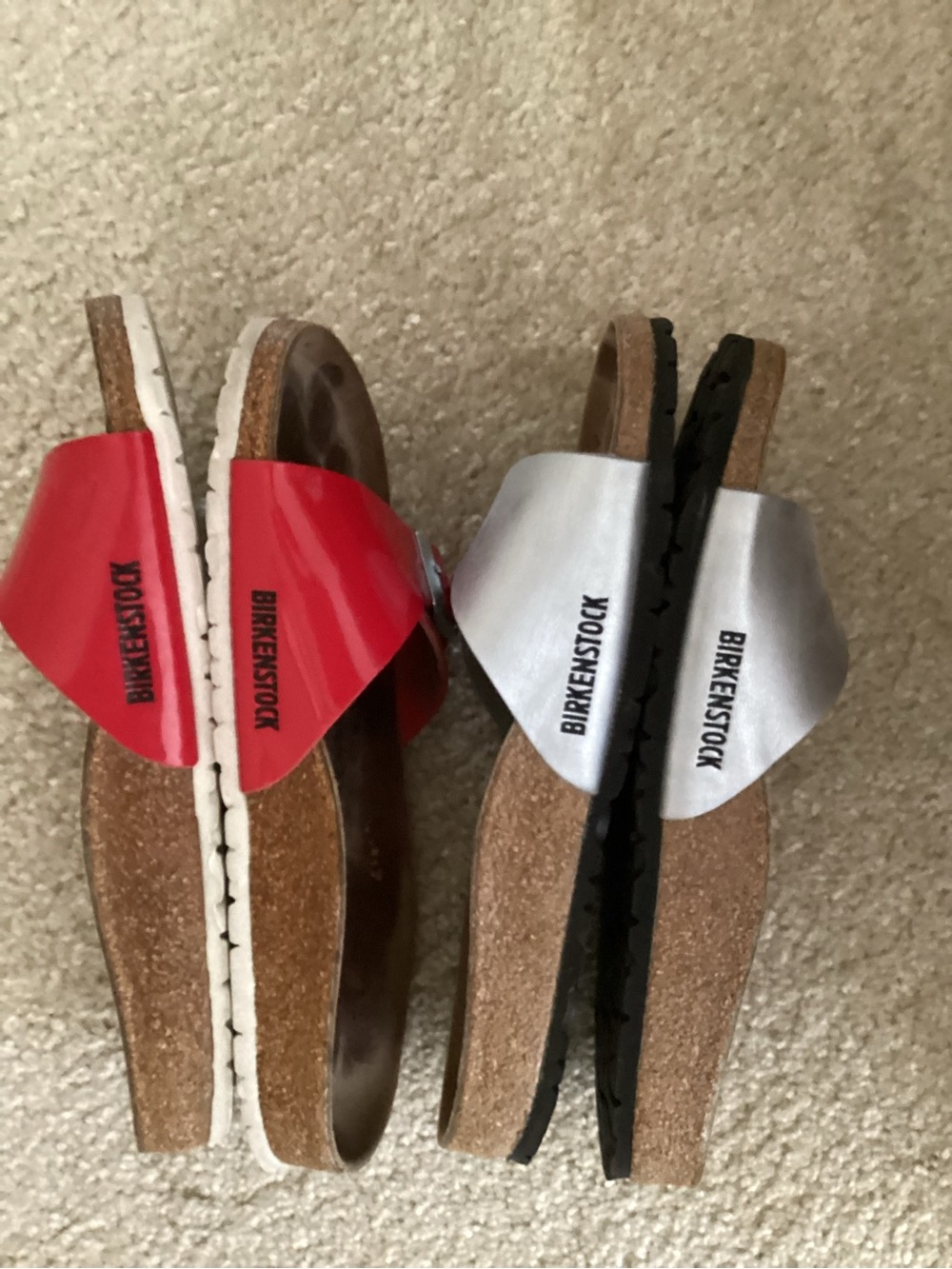 Birkenstock Womens Madrid Sandals in Red and Silver - Picture 2 of 5